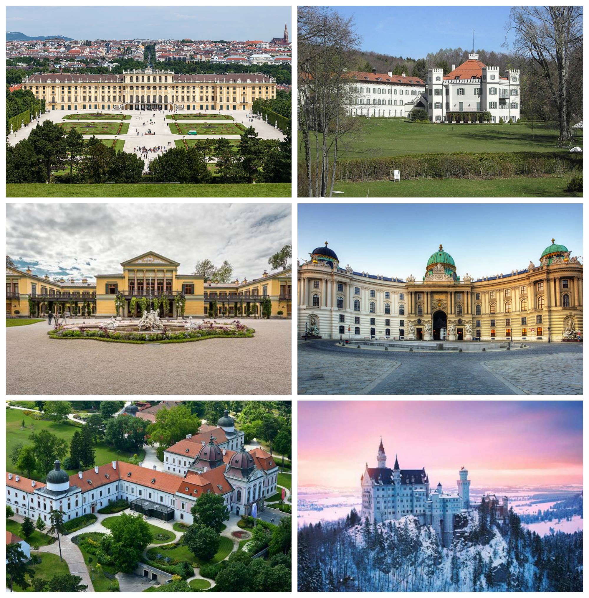 The photo collage shows several castles mentioned in the book The Accidental Empress