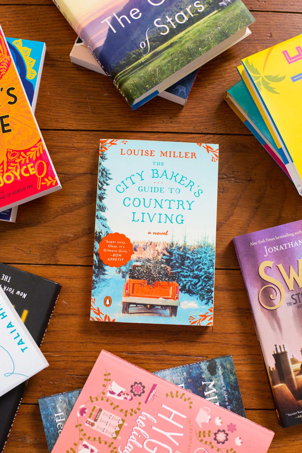 A copy of the book The City Baker's Guide to Country Living sits on the table.