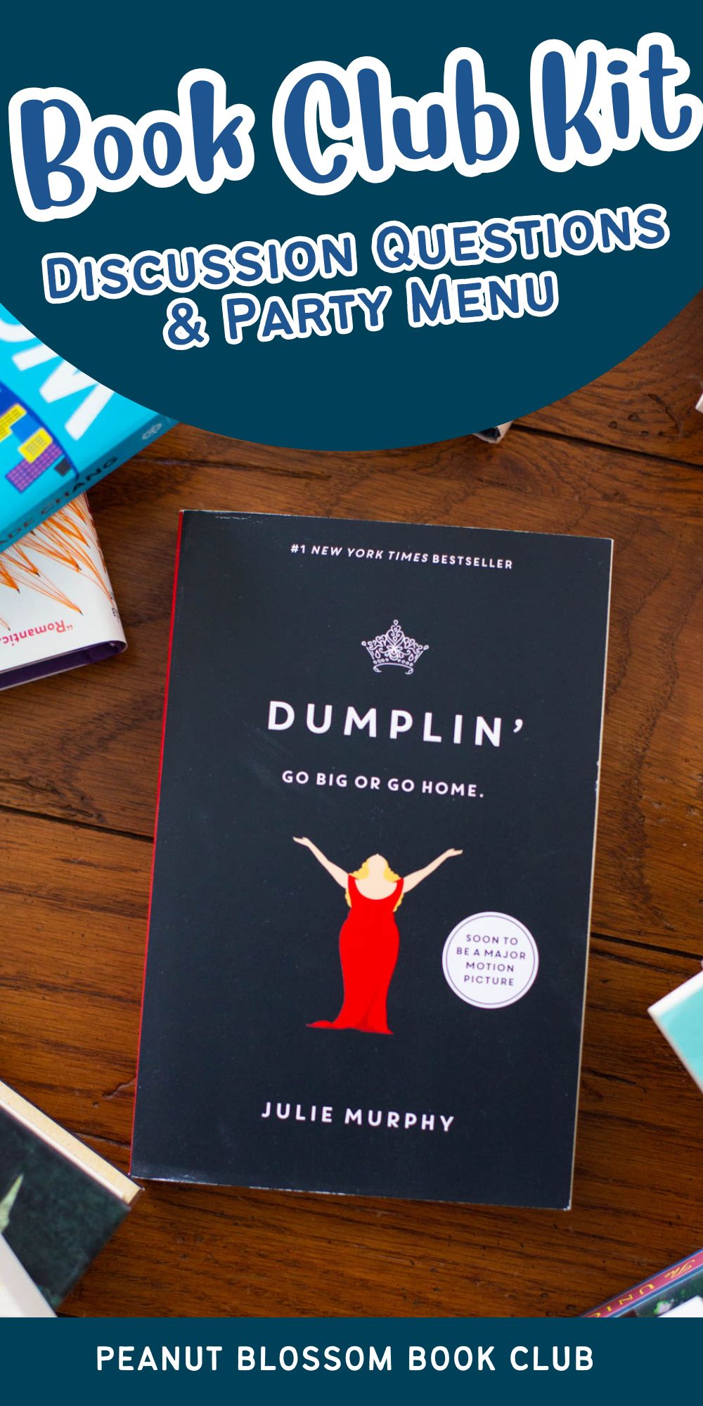 A copy of the book Dumplin sits on a table.