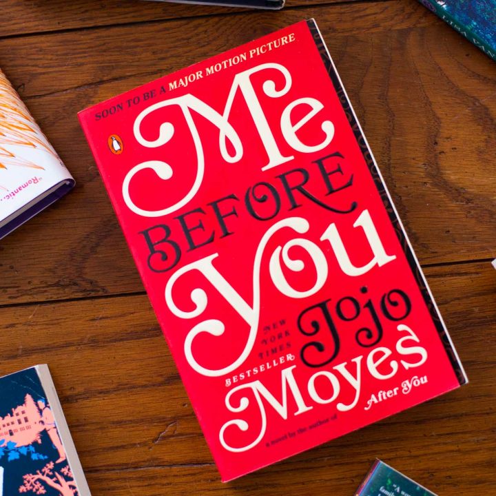 A copy of the book Me Before You sits on the table.