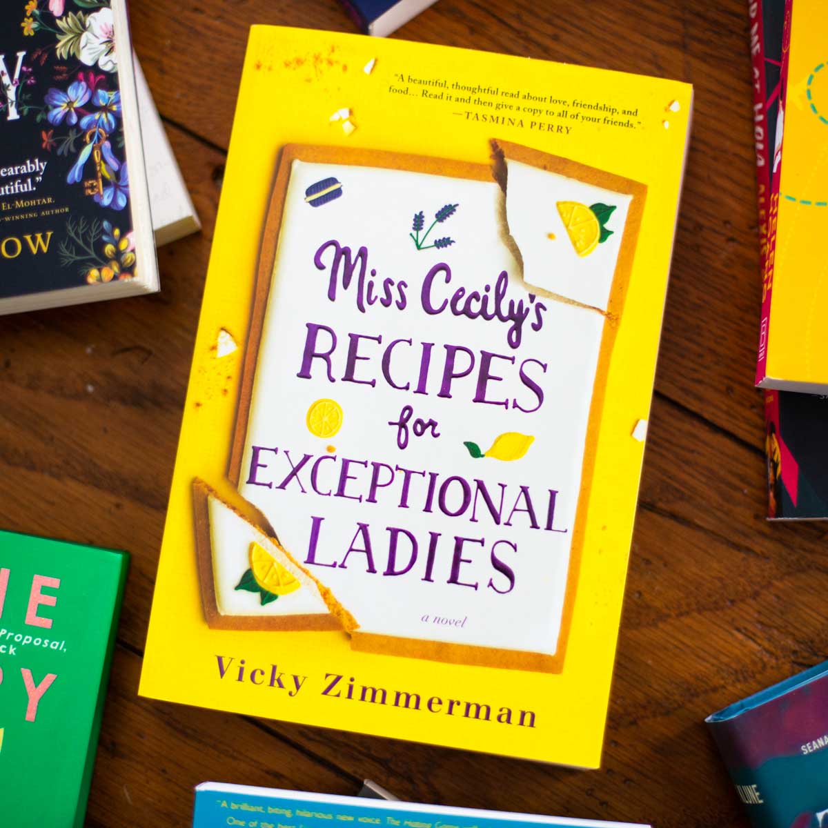 A copy of the book Miss Cecily's Recipes is on the table.