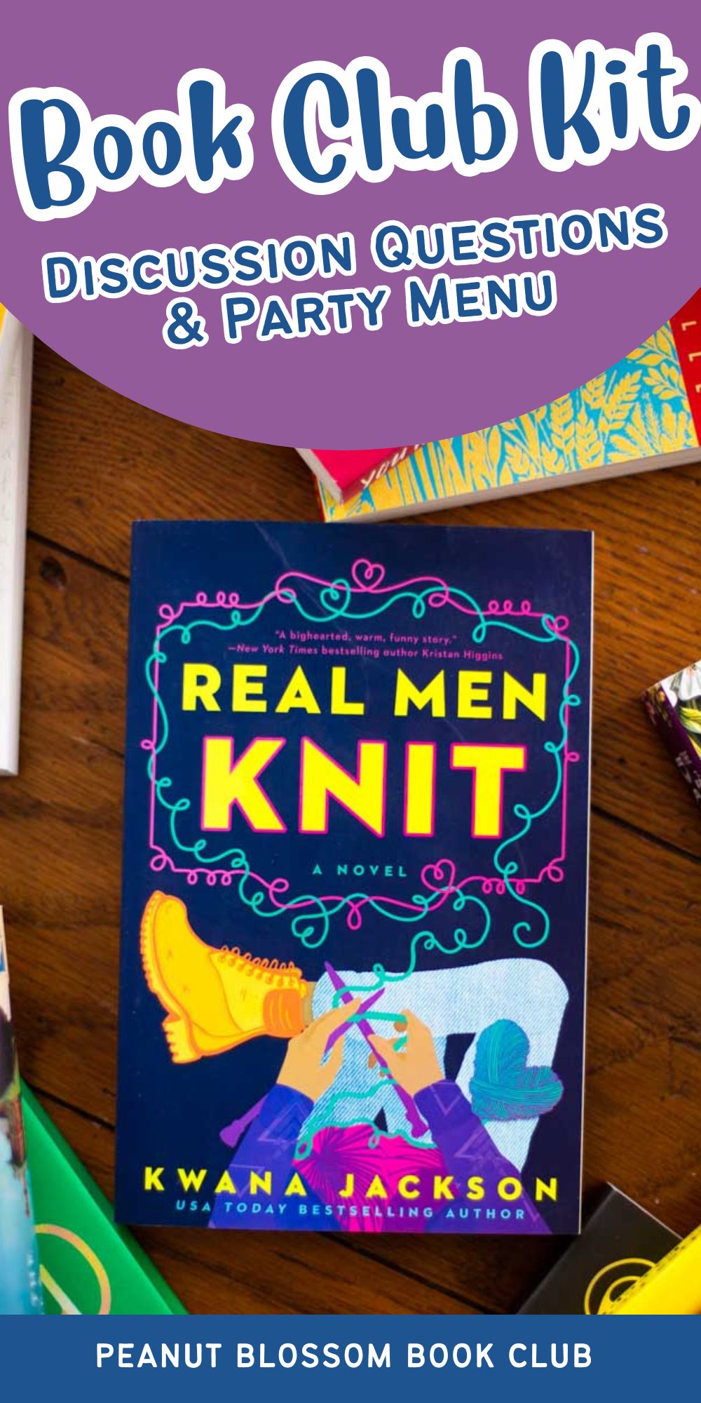 A copy of the book Real Men Knit is on the table.