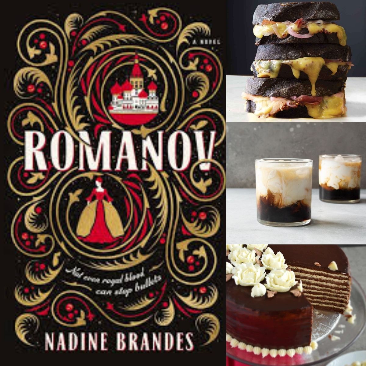 A photo collage shows the Romanov book cover next to 3 photos of Russian recipes.