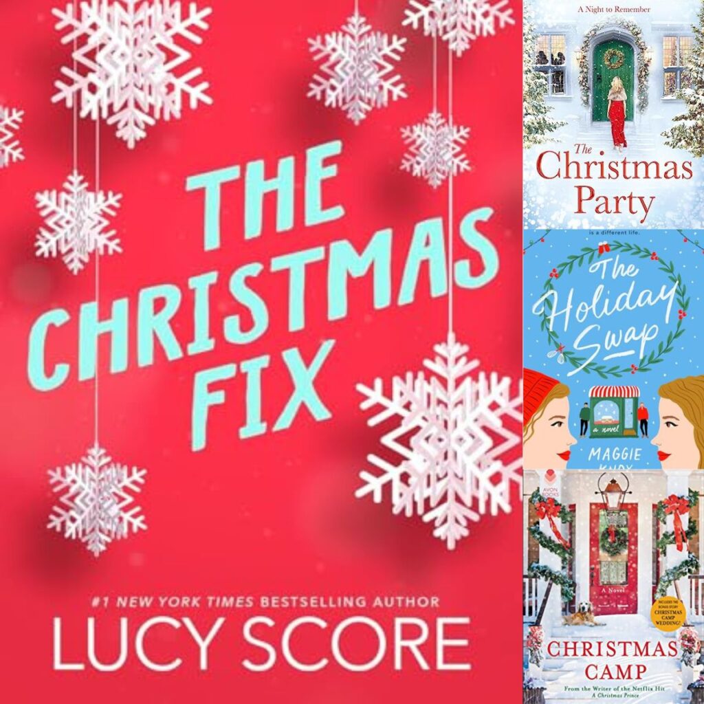The photo collage shows four Christmas romance books.