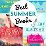 The photo collage shows four books to read with your book club during summer.