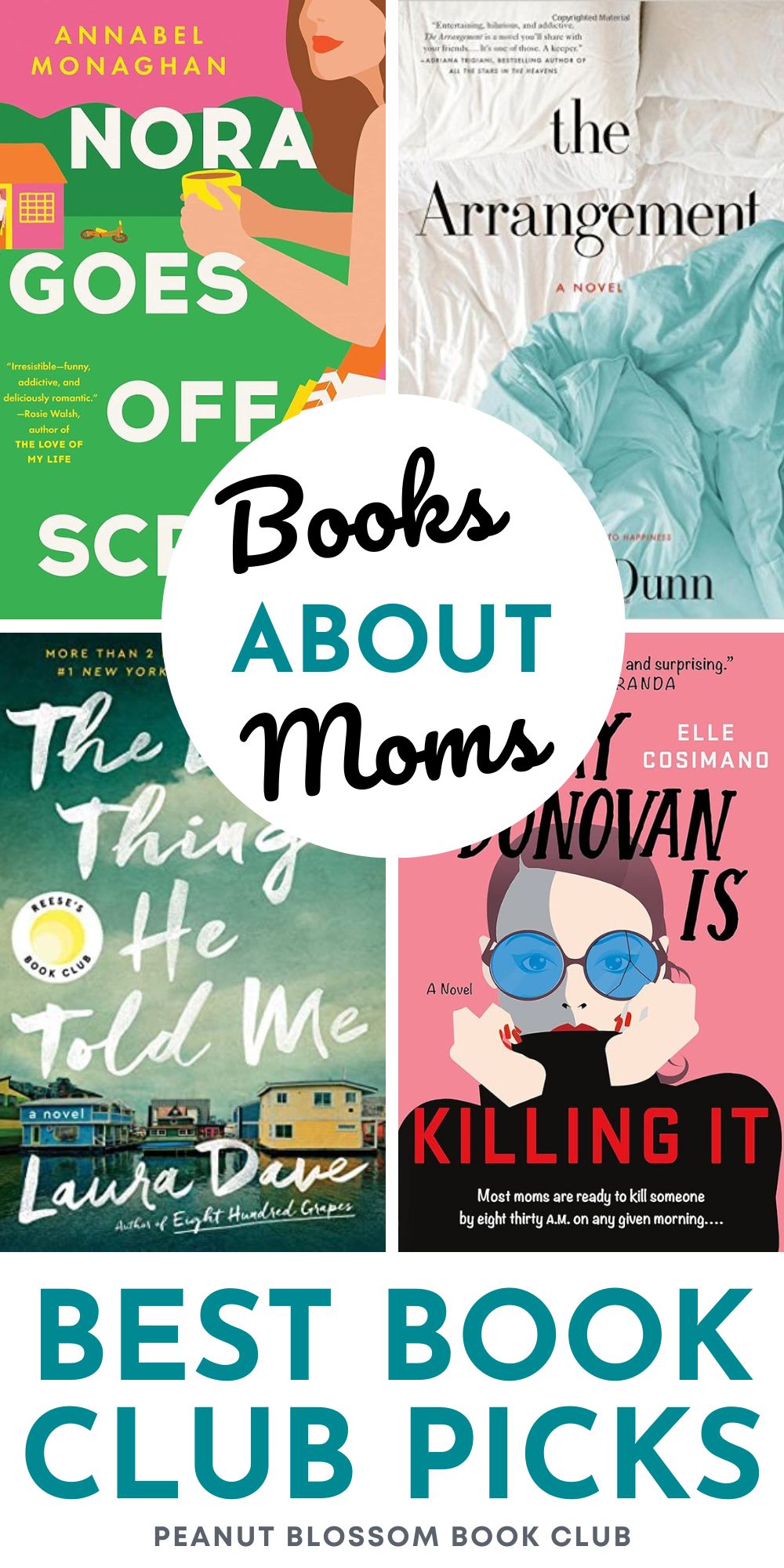 The photo collage shows 4 books about moms.