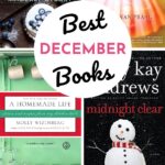 The photo collage shows four book club books for December that are not Christmasy.
