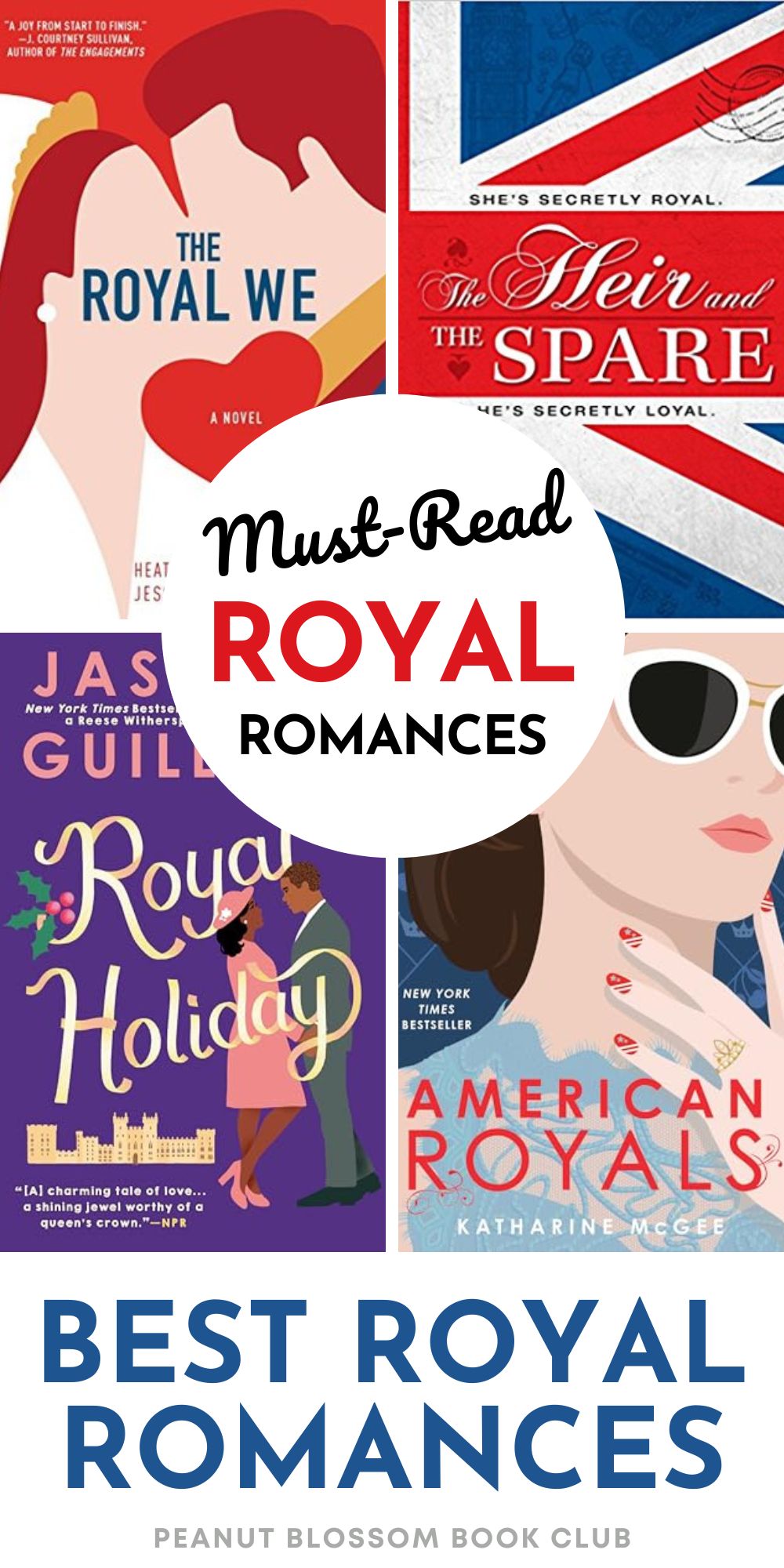 The photo collage shows the book covers for 4 royal romances.