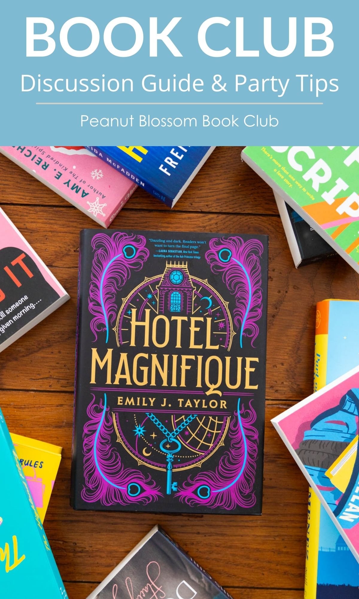 A copy of the book Hotel Magnifique is on the table.