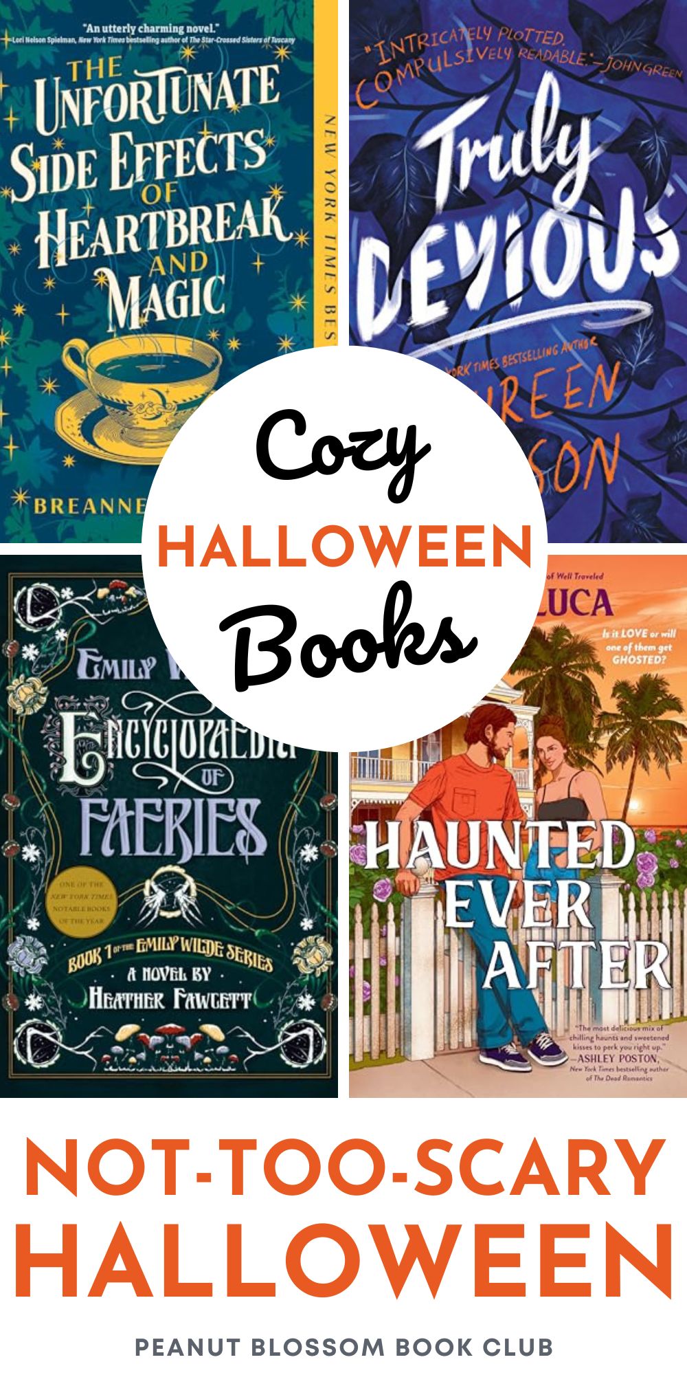 The photo collage shows four fun books for Halloween for adults.