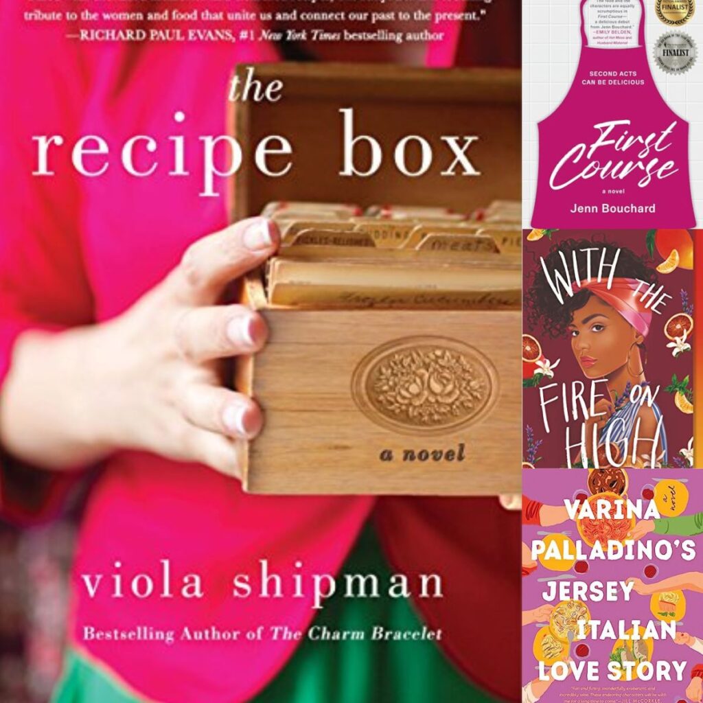 The photo collage shows 4 books with food as the main theme.