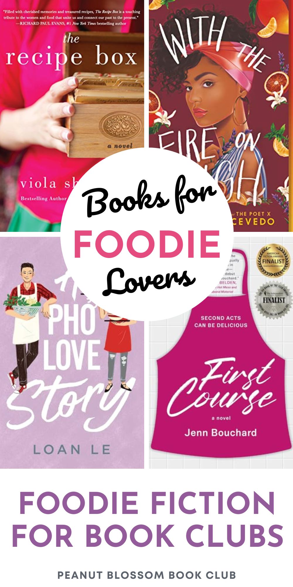 The photo collage shows 4 books with food as the main theme.