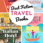 The photo collage shows 4 book covers for books about traveling.