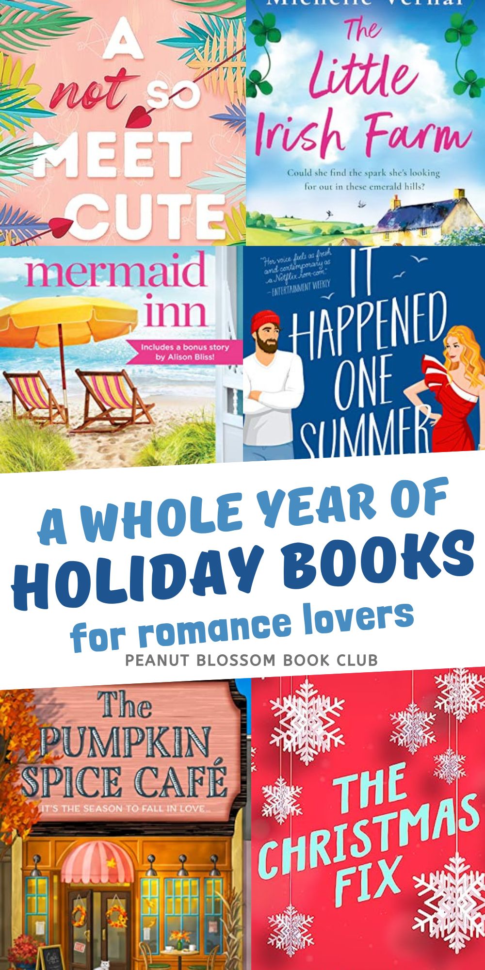 The photo collage shows an entire year of holiday books.