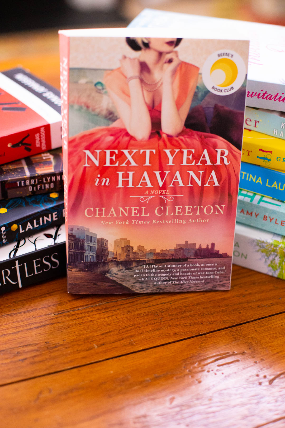 The copy of the book Next Year in Havana sits on a table.