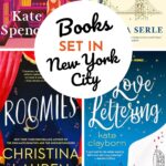 The photo collage shows four book covers about New York.