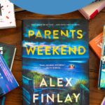 A copy of Parents Weekend by Alex Finlay sits on the table.