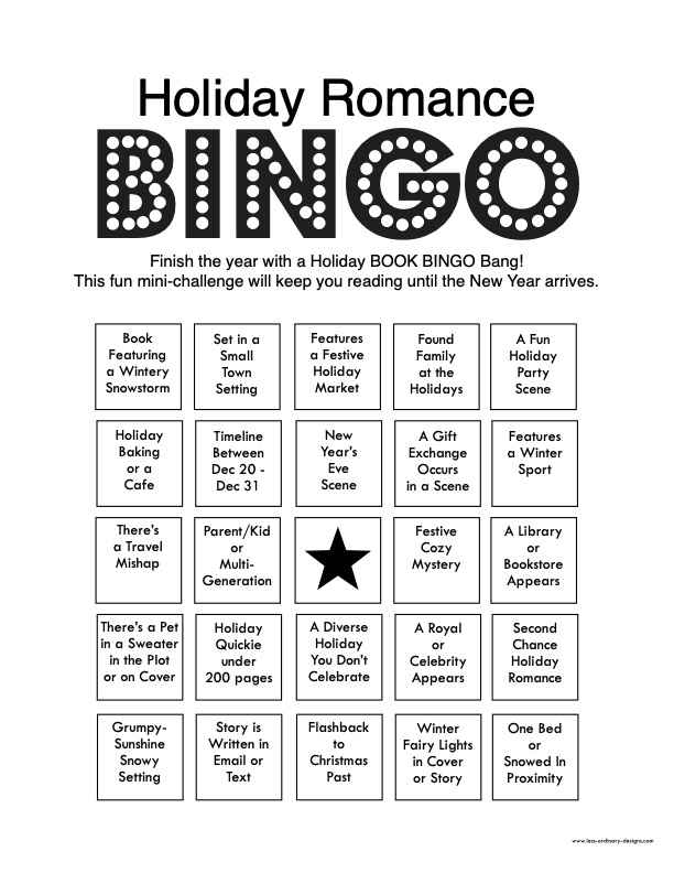 A bingo card with fun and festive suggestions for reading.