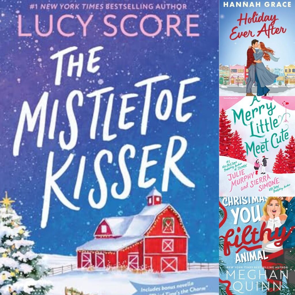 The photo collage shows four book covers about Christmas Romance.