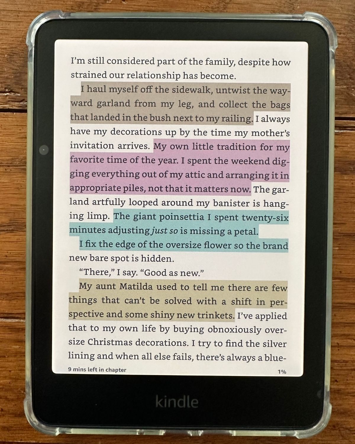 The four highlight colors are compared on the Kindle Colorsoft.
