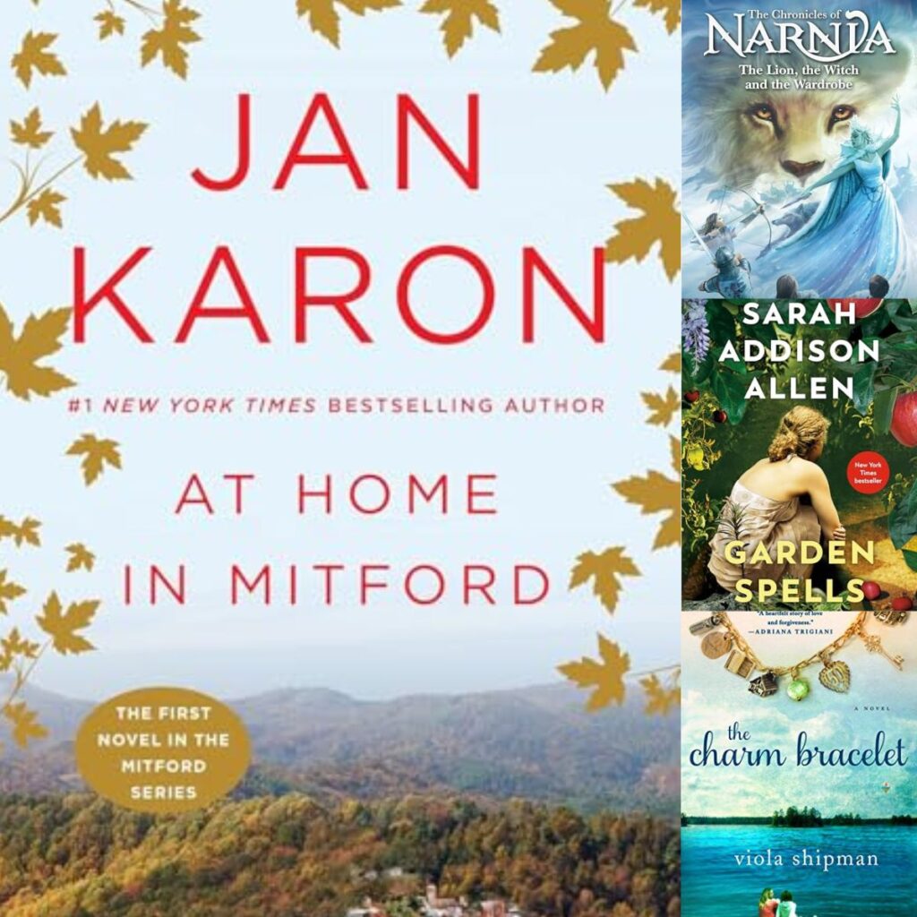 The photo collage shows 4 books that make great bedtime reading.