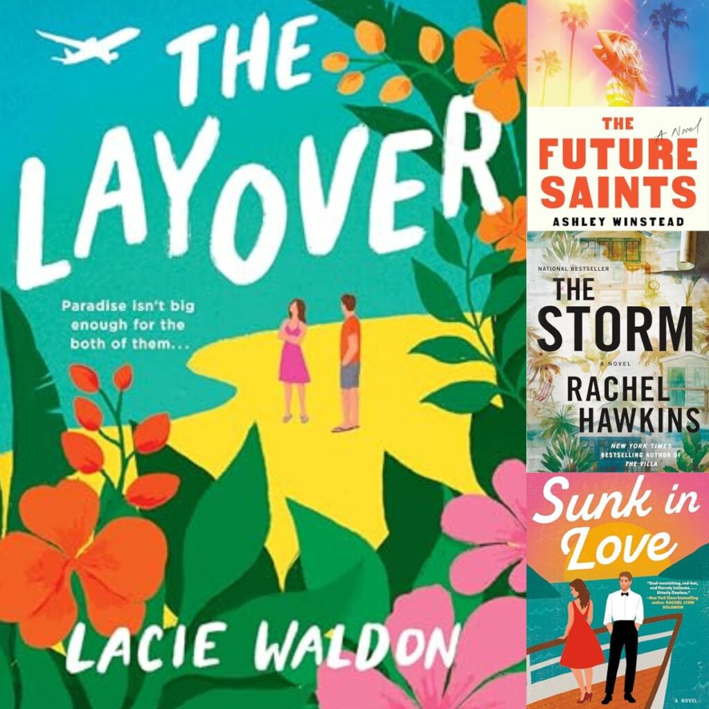 The photo collage shows 4 books to read on Spring Break.