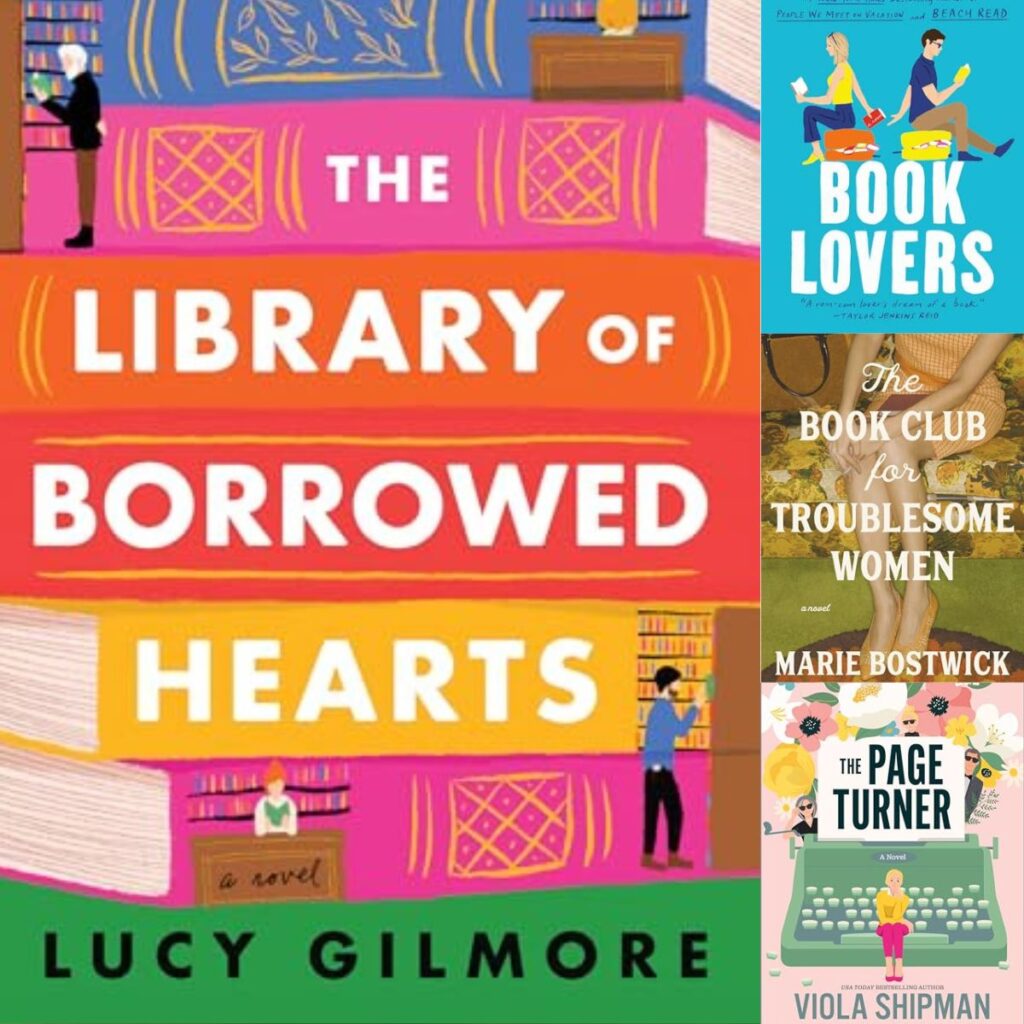 The photo collage shows book covers for 4 books about books.